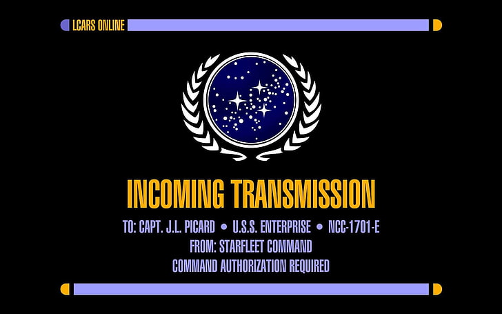 Реклама за входяща трансмисия, Star Trek, USS Enterprise (космически кораб), LCARS, HD тапет