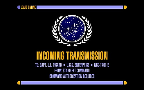 Anúncio de transmissão de entrada, Star Trek, USS Enterprise (nave espacial), LCARS, HD papel de parede HD wallpaper