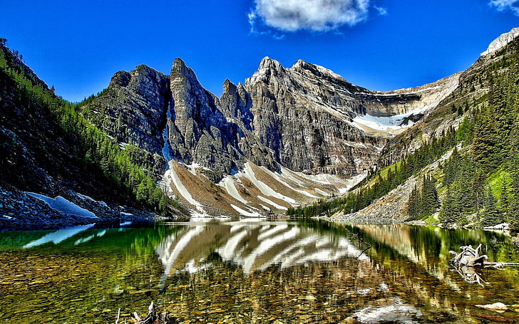 paysage, montagnes, lac agnès, canada, alberta, nature, Fond d'écran HD