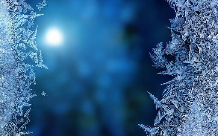 blue, blurred, ice, frost, cold, HD wallpaper