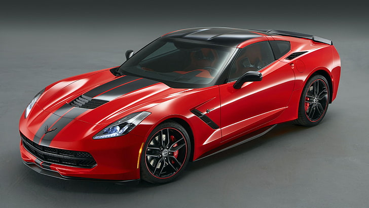 czerwona Corvette sportowe coupe, samochód, Chevrolet Corvette C7, Chevrolet Corvette Stingray, Tapety HD