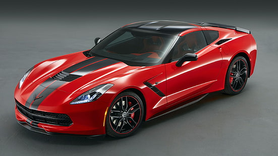 czerwona Corvette sportowe coupe, samochód, Chevrolet Corvette C7, Chevrolet Corvette Stingray, Tapety HD HD wallpaper