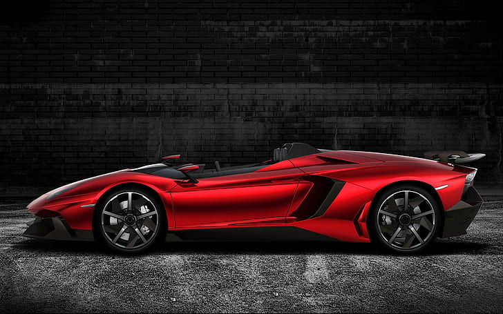2012 Lamborghini Aventador J 4, red convertible sports car, lamborghini, 2012, aventador, cars, HD wallpaper