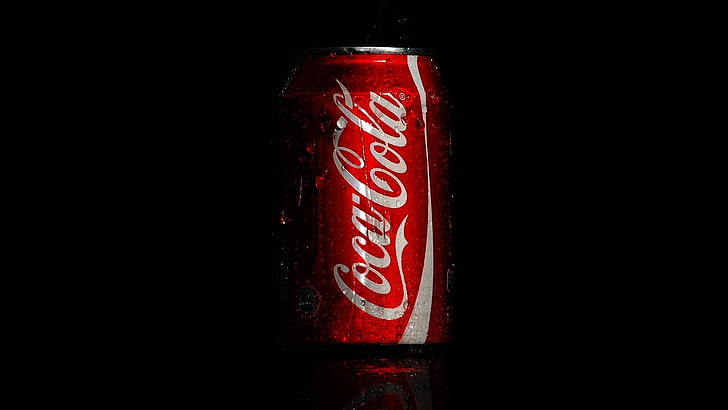Coca-Cola puszka, drops, makro, coca-cola, cola, Tapety HD