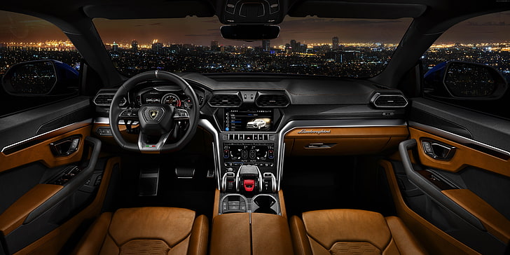 8k, 2018 Mobil, Lamborghini Urus, interior, Wallpaper HD