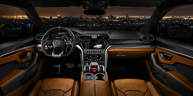 8k, 2018 Cars, Lamborghini Urus, interior, HD wallpaper HD wallpaper