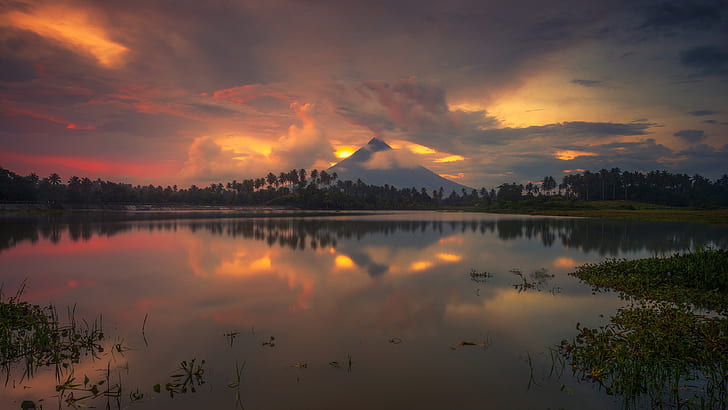 Gabawan Lake In Daraga Albay Philippines Reflection Of Mayon Volcano Ultra Hd Desktop Wallpapers for Computers Laptop Tablet and Mobile Phones 3840 × 2160, HD тапет