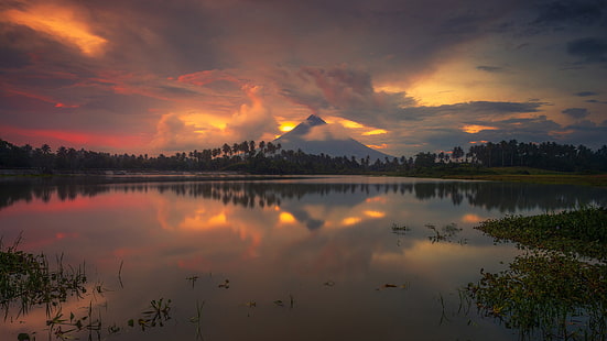 Gabawan-sjön i Daraga Albay Filippinerna Reflektion av Mayon Volcano Ultra Hd Desktop-bakgrundsbilder för datorer Bärbar surfplatta och mobiltelefoner 3840 × 2160, HD tapet HD wallpaper