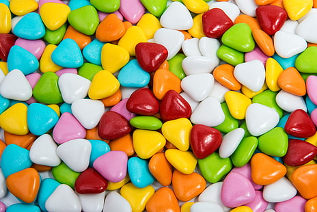 разноцветные, конфеты, сладости, леденцы на палочке, сердечки, сладкие, HD обои HD wallpaper