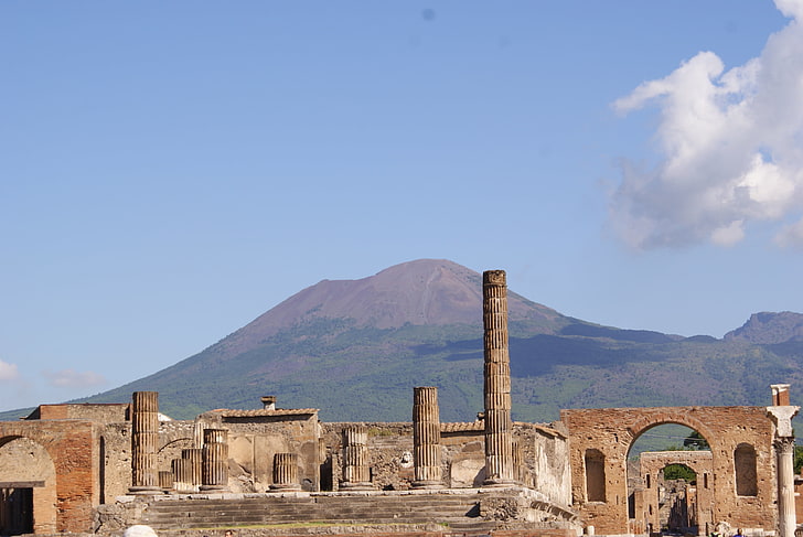 detriti marrone della costruzione concreta, Pompei, Italia, rovine, Sfondo HD