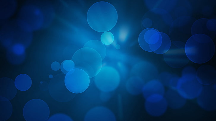 wallpaper bokeh digital biru, latar belakang, tetes, cahaya, lingkaran, biru, Wallpaper HD