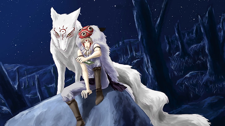 anime, wilk, księżniczka Mononoke, Tapety HD
