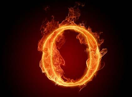 пылающий O векторной графики, огонь, пламя, обои, буква, литера, HD обои HD wallpaper