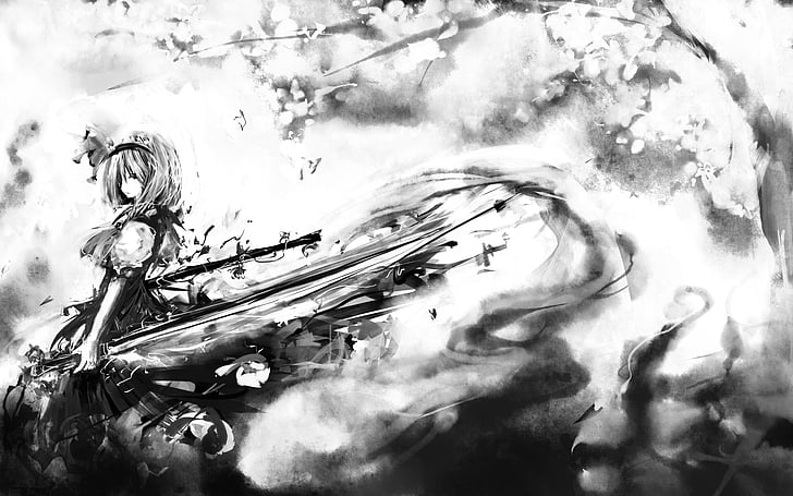 日の丸 こんぱく モノクロ 剣 東方 武器 妖夢 Hdデスクトップの壁紙 Wallpaperbetter