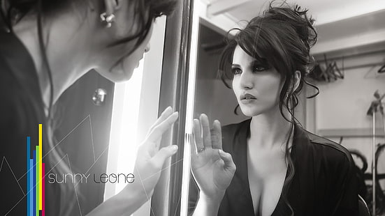 Sunny Leone sesión de fotos en blanco y negro, Fondo de pantalla HD HD wallpaper