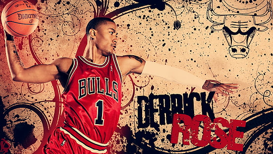 Derrick Rose, rose derrick, bola basket, banteng chicago, Wallpaper HD HD wallpaper