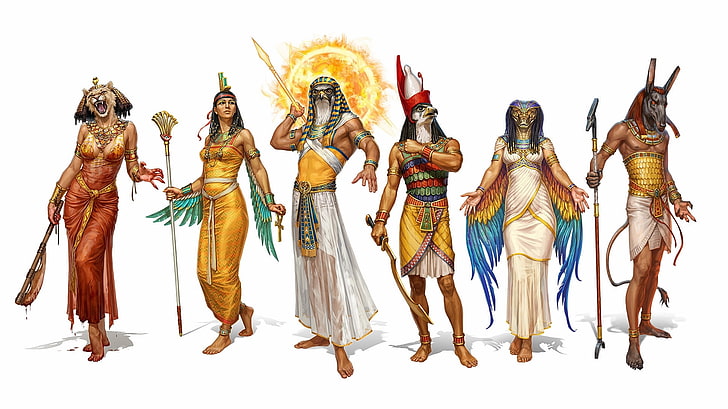 Египетские боги иллюстрации, искусство, боги, древний египет, HD обои