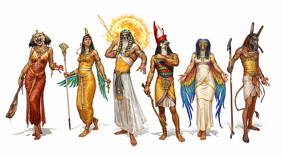 Egyptian Gods illustration, art, the gods, Ancient Egypt, HD wallpaper HD wallpaper