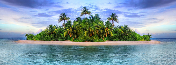 Tropikalna wyspa, krajobraz wyspy, podróż, wyspy, ocean, egzotyczny, raj, krajobraz, lato, sen, woda, tropikalny, piasek, lato, luksusowe, palmy, wakacje, Tapety HD