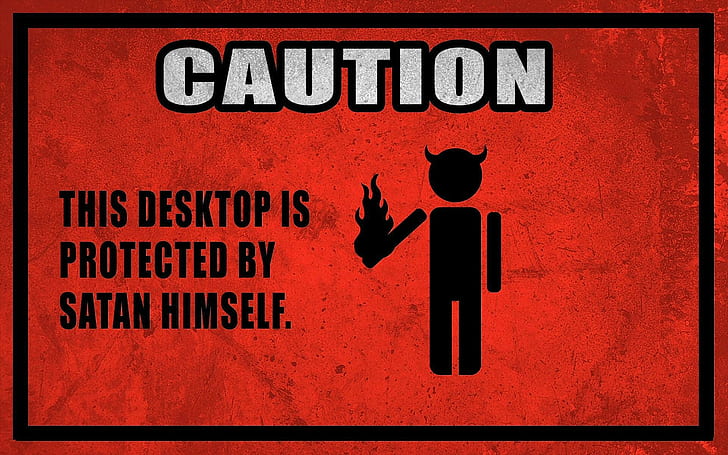 Satan Desktop, satan, caution, desktop, 3d and abstract, HD wallpaper