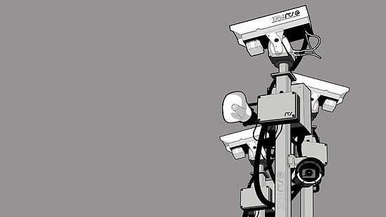 Анимированная иллюстрация камеры видеонаблюдения, антиутопия, 1984, камера, HD обои HD wallpaper