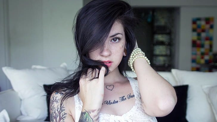Cra Suicide, Woman, Model, Tattoo, Freckles, cra suicide, woman, model, tattoo, freckles, HD wallpaper