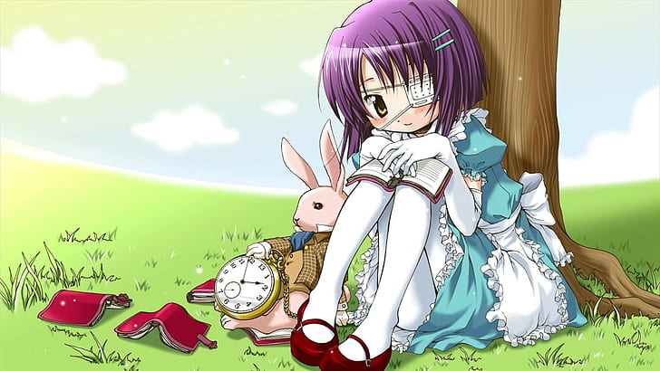Ef a fairy tale of the two, Ef a tale of memories, Shindou chihiro, Girl, Rabbit, Tree, Watch, HD wallpaper