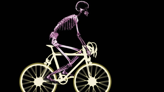 szkielet, prześwietlenia, rower, ludzie, czaszka, kości, fixie, Tapety HD HD wallpaper