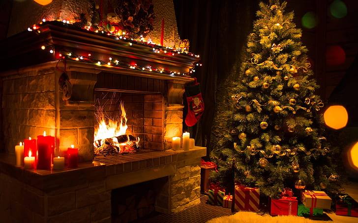 クリスマスの家の装飾、ツリー、お祝い、2016年のクリスマス、 HDデスクトップの壁紙