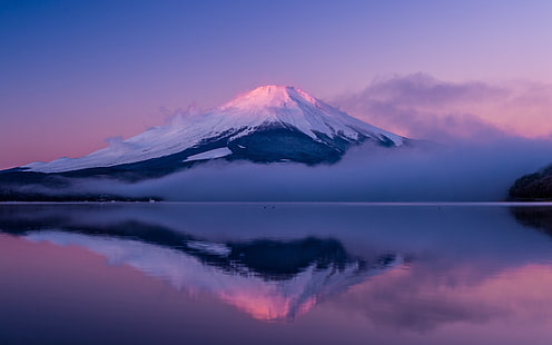Île de Honshu au Japon, mont Fuji, île de Honshu, mont, lac, ciel, paysage, Fond d'écran HD HD wallpaper