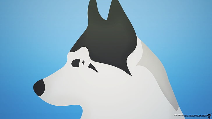 white and black dog sketch, minimalism, illustration, animals, dog, wolf, HD wallpaper