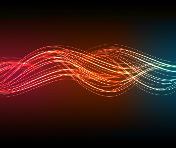 red and blue light strings, abstract, spectrum, digital art, lines, waveforms, red, blue, HD wallpaper