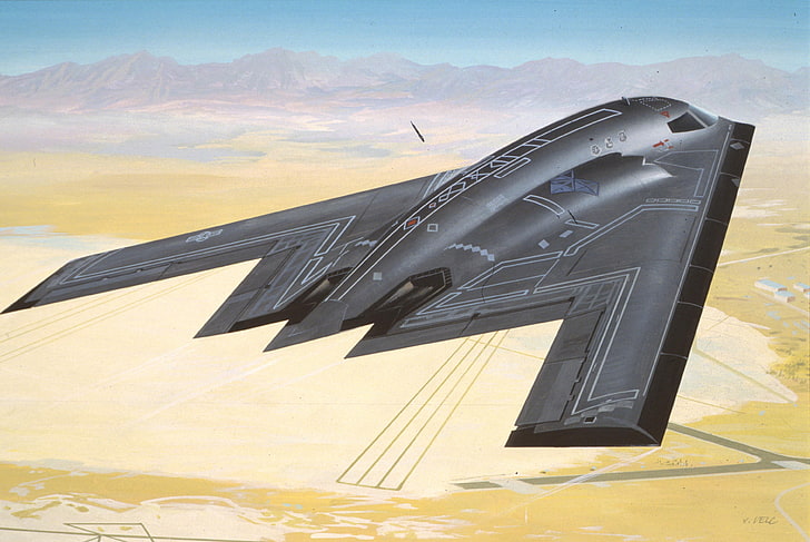 gray spaceship illustration, aviation, Wallpaper, the plane, Northrop B2 Bomber, HD wallpaper