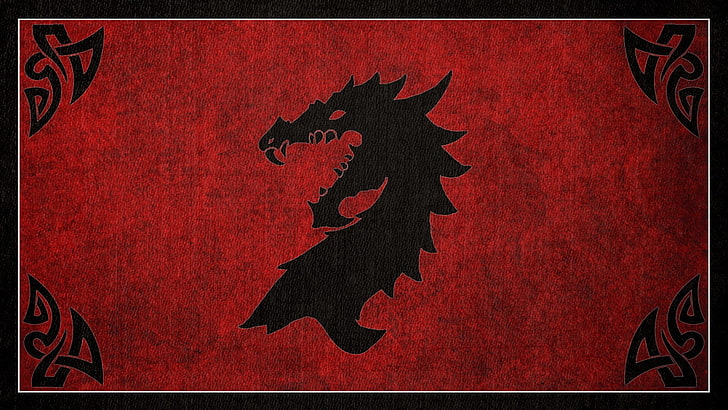 black and red dragon head logo, The Elder Scrolls Online, Okiir, Ebonheart Pact, HD wallpaper