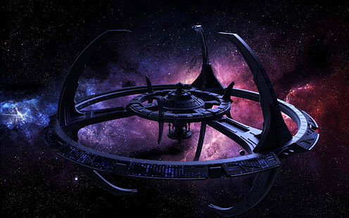 серый материнский корабль, звезды, космос, планета, галактика, Star Trek, Star Trek: Deep Space 9, космическая станция, HD обои HD wallpaper
