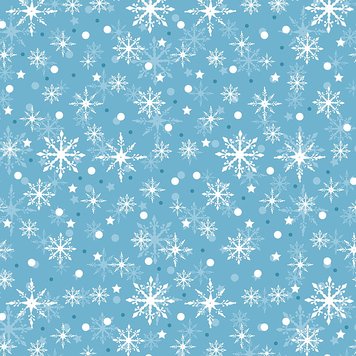 winter, snow, snowflakes, background, blue, Christmas, HD wallpaper