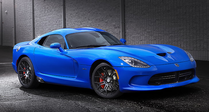 blue Dodge Viper coupe, 2015, dodge, viper, srt, gts, HD wallpaper