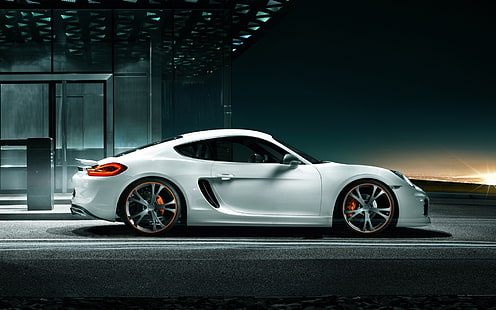 Porsche Cayman white car side view, Porsche, White, Car, Side, View, HD wallpaper HD wallpaper