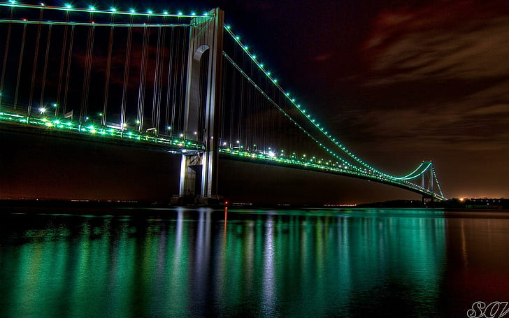 The Golden Gate Bridge Night View, puente de la bahía de Oakland, noche, puente, dorado, puerta, vista, viajes y mundo, Fondo de pantalla HD