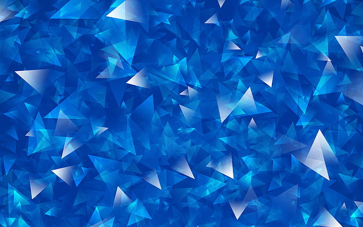 сини триъгълници илюстрация тапет, бял, линия, син, триъгълници, остър, HD тапет