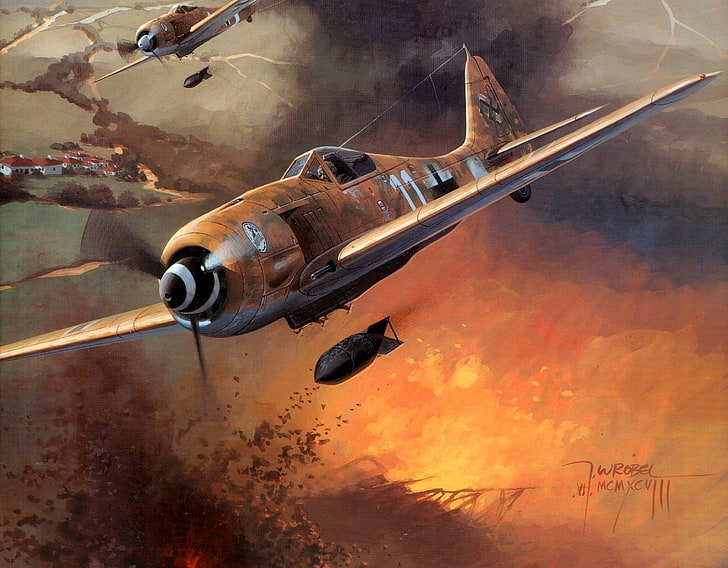 Perang Dunia II, fw 190, Focke-Wulf, Luftwaffe, Jerman, pesawat terbang, militer, pesawat terbang, pesawat militer, Wallpaper HD