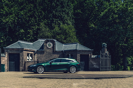 2018 รถยนต์, รถยนต์ไฟฟ้า, 6K, เบรกยิง Tesla Model S, วอลล์เปเปอร์ HD HD wallpaper