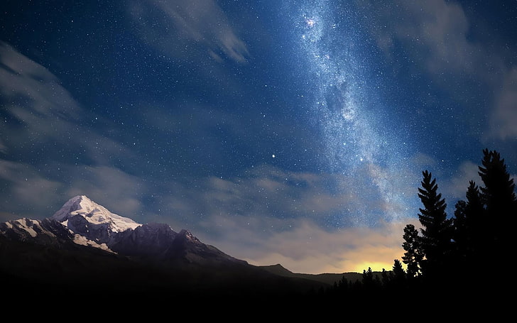 Звездное ночное небо-HDR фото HD обои, HD обои