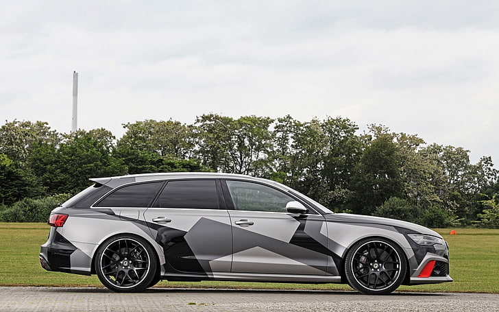 silver and gray 5-door hatchback, Schmidt Revolution, Audi, Audi RS6 Avant, car, HD wallpaper