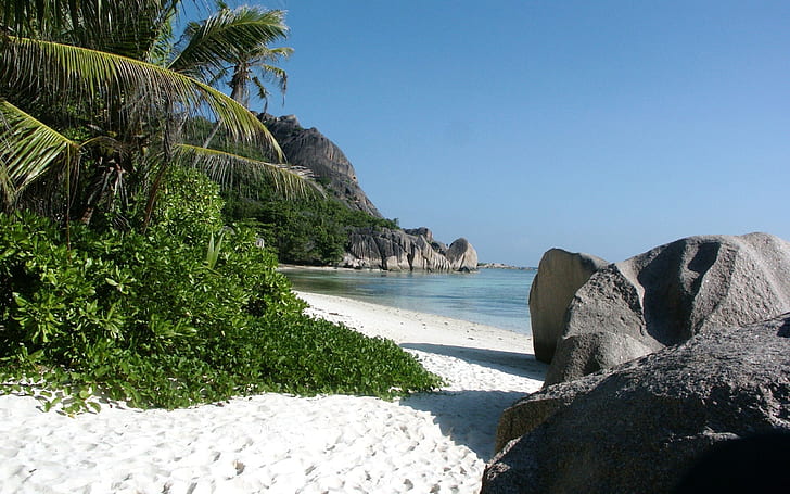 La Digue Island Seychellerna, natur, strand, HD tapet