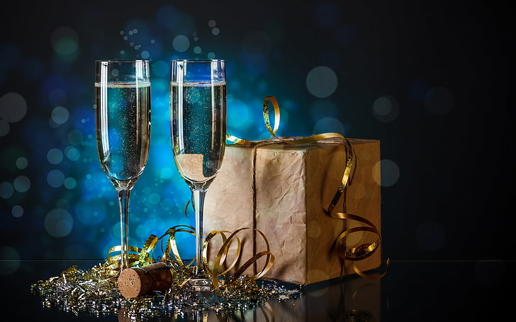 お祝い、シャンパン、グラス、 HDデスクトップの壁紙