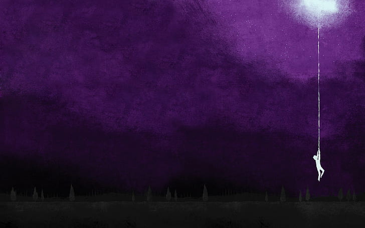 Album, artwork, august, background, Burns, covers, Hanging, Moon, Purple, red, silhouettes, HD wallpaper