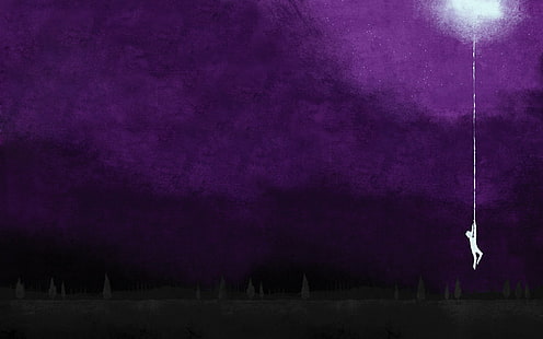 Album, artwork, august, background, Burns, covers, Hanging, Moon, Purple, red, silhouettes, HD wallpaper HD wallpaper