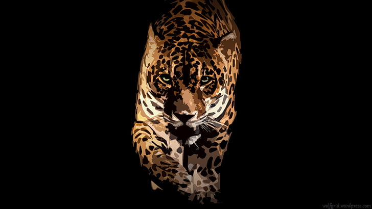 animals, Jaguar, big cats, artwork, simple background, HD wallpaper