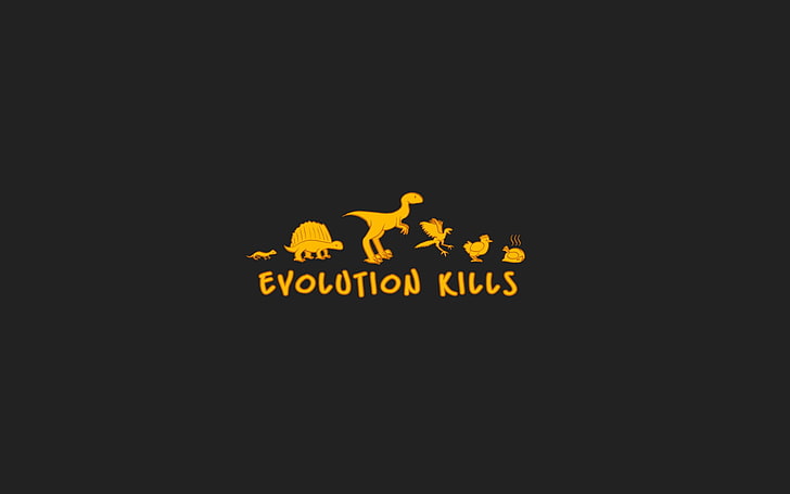 ewolucja zabija ilustrację, humor, czarny humor, zwierzęta, minimalizm, dzieło sztuki, Tapety HD